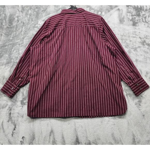 Lands End Top Womens 22W Burgundy White Striped Popover No Iron Supima Cotton - Picture 2 of 10